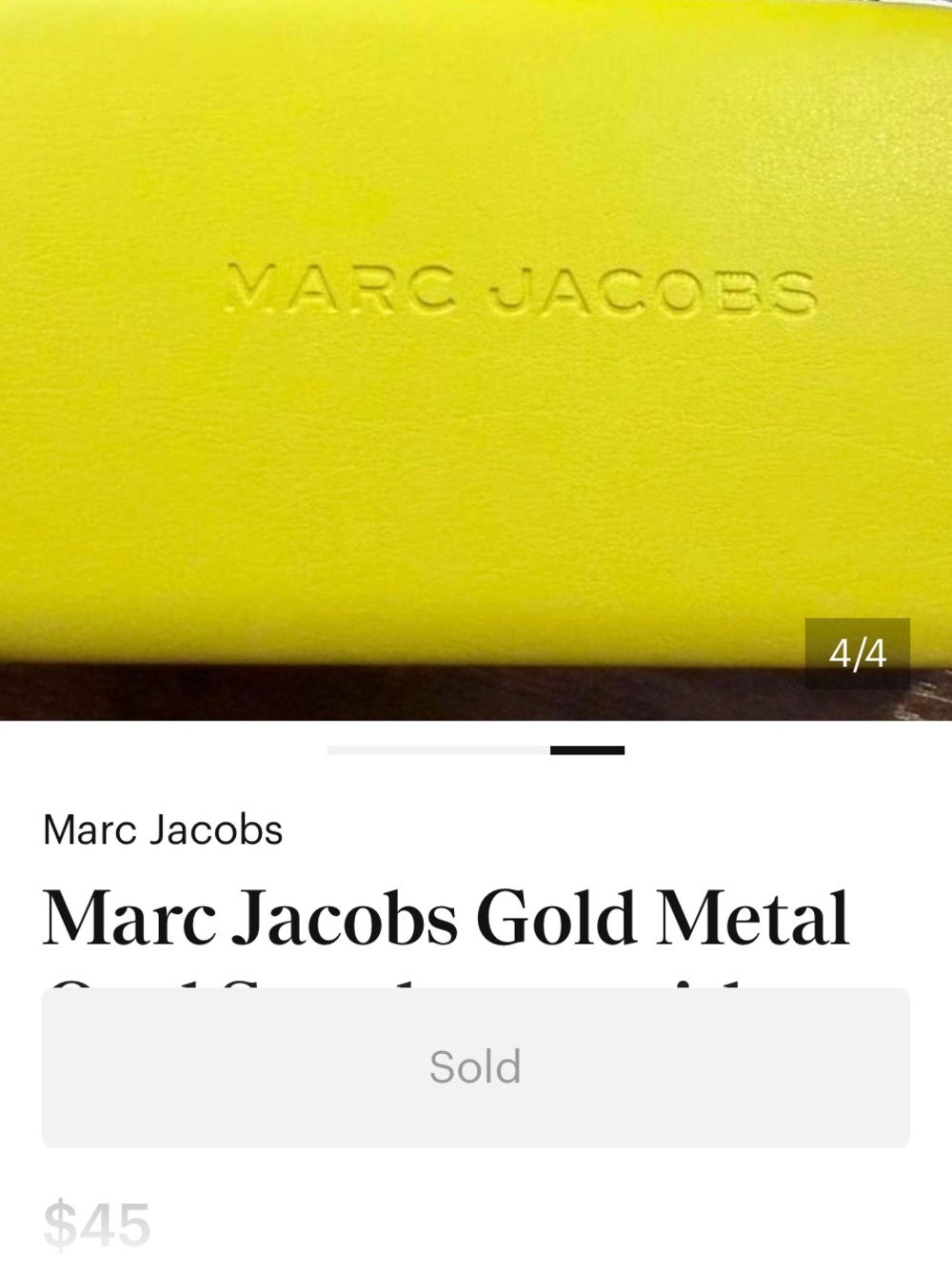 Marc Jacobs Gold Metal Oval Sunglasses with Brown Lenses